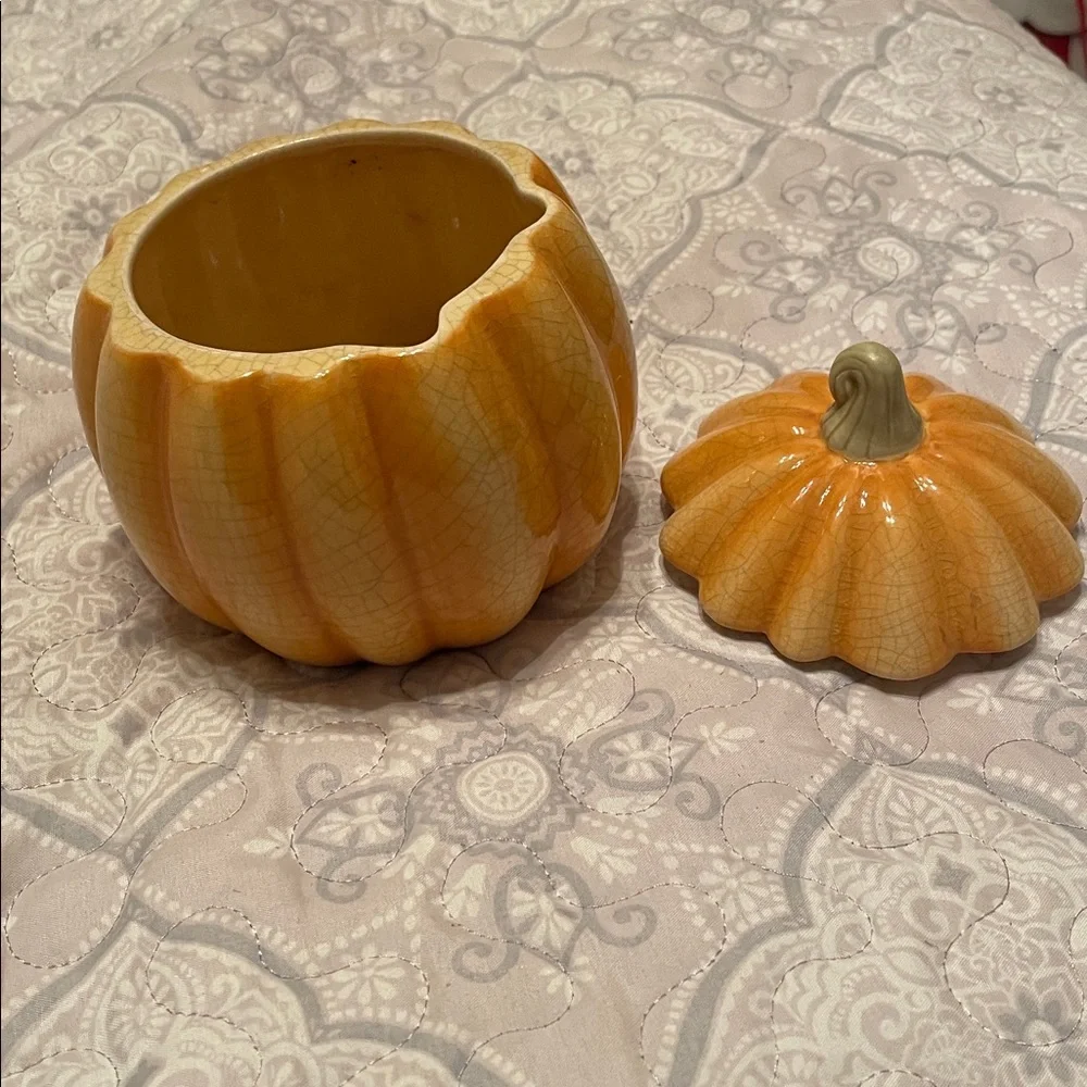 Orange Ceramic Pumpkin Planter